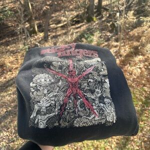 Black “Sticky Fingers” (Band) Sweatshirt with Red and Gray Design